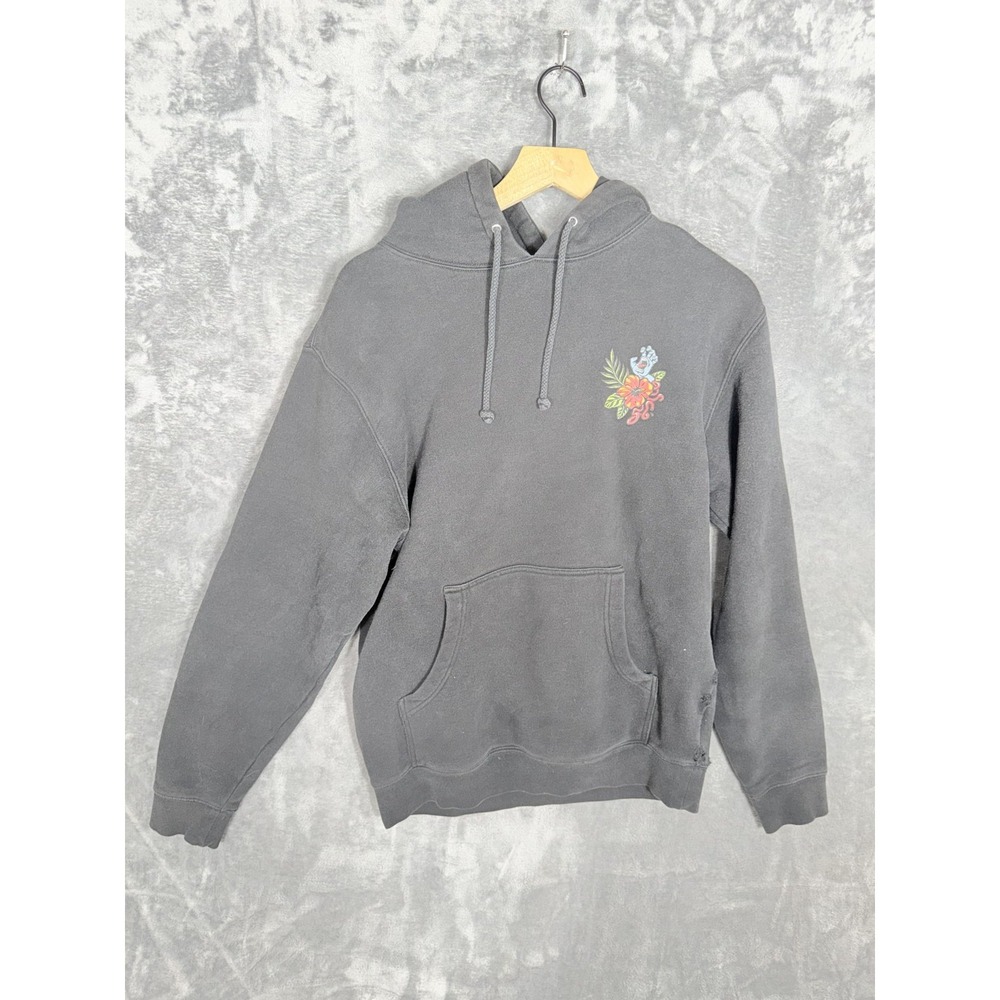 Santa Cruz Mens Pullover Hoodie Black Tropical Floral Screaming Hand Skate
